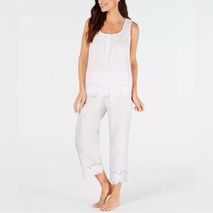 St. Tropez White Eyelet Sleeveless Pajama Set